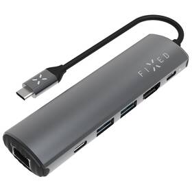 USB Hub FIXED USB-C FIXED HUB Pro, pro notebooky a tablety šedá barva
