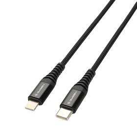 Kabel GoGEN USB-C / Lightning, 1m, opletený černý

