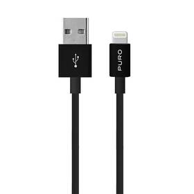 Kabel Puro Plain Lightning/USB-A 12 W, 1 m černý


