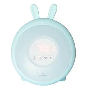 Dětská LED lampička Rabbit & Friends zajíček s budíkem modrá

