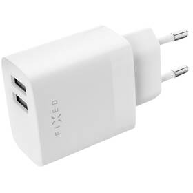 Nabíječka do sítě FIXED 17W Smart Rapid Charge, 2x USB + USB-C kabel 1m bílá barva
