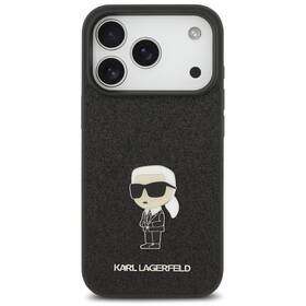 Kryt na mobil Karl Lagerfeld Fixed Glitter Metal Ikonik na Apple iPhone 17 Pro černý

