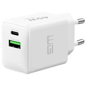 Nabíječka do sítě WG GaN 1xUSB-C/1xUSB-A, 45W+18W bílá

