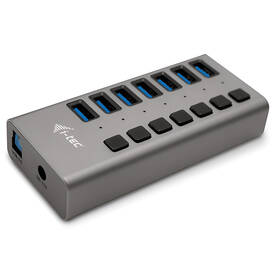 USB Hub i-tec 7x USB 3.0, 36W stříbrný

