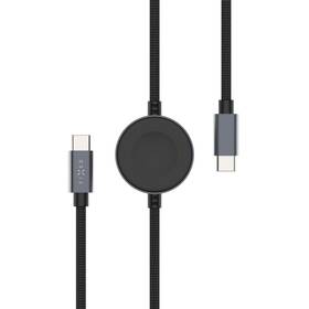 Nabíjecí kabel FIXED USB-C/USB-C a Apple/Samsung Watch nabíječkou, 1,5 m, PD 60W šedý

