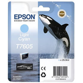 Inkoustová náplň Epson T7605, 25,9 ml - světle azurová 

