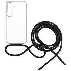 Kryt na mobil FIXED Pure Neck s černou šňůrkou na krk na Samsung Galaxy S24 průhledný

