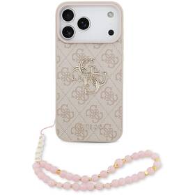 Kryt na mobil Guess PU 4G Metal Logo Strap na Apple iPhone 17 Pro Max růžový

