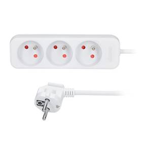 Kabel prodlužovací Solight 3 zásuvky, 3 x 1.5mm2, 3 m bílý

