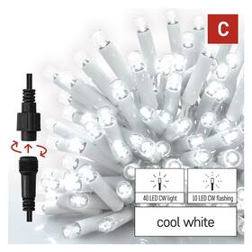 LED řetěz EMOS ICICLE, 50LED, IP44, CW/CW FLA (3m) bílý

