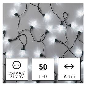 Vánoční osvětlení EMOS 50 LED řetěz - 9,8 m, šišky, venkovní i vnitřní, studená bílá 

