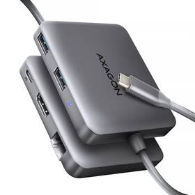 USB Hub Axagon HMC-5HL - 2x USB-A/HDMI/RJ-45/PD 100W - kabel USB-C 20cm šedý

