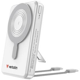 Powerbanka Verbatim magnetická, bezdrátová Charge 'n' Go C+C, displej, 10000 mAh stříbrná

