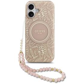 Kryt na mobil Guess IML Flowers Allover Strap MagSafe na Apple iPhone 17 růžový

