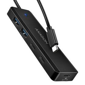 USB Hub Axagon Travel USB-C, 2x USB-A + 2x USB-C černý

