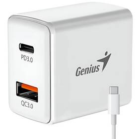 Nabíječka do sítě Genius PD-20ACP, 20W, 1x USB-C, 1x USB-A + kabel USB-C 1 m bílá

