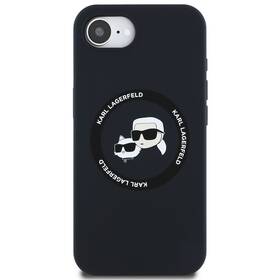 Kryt na mobil Karl Lagerfeld Liquid Silicone K&CH Heads MagSafe na Apple iPhone 16e černá barva
