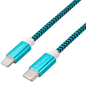 Kabel GoGEN USB-C / Lightning, 1m, opletený modrý

