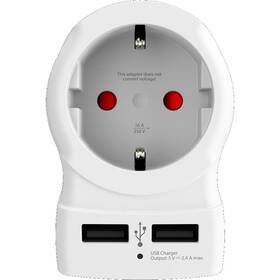 Cestovní adaptér SKROSS UK USB pro použití ve Velké Británii, vč. 2x USB 2400mA 

