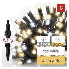 LED řetěz EMOS ICICLE, 50LED, IP44, WW/CW FL (3m) bílý

