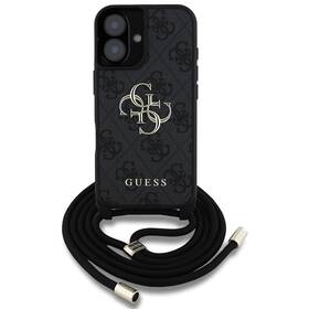 Kryt na mobil Guess PU 4G Metal Logo Crossbody na Apple iPhone 16 černá barva
