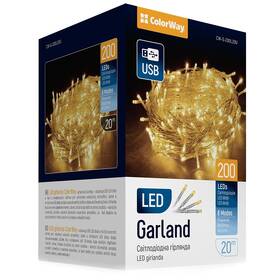 Vánoční osvětlení ColorWay vnitřní, 200 LED, USB, 20m, teplá bílá 

