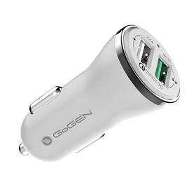 Adaptér do auta GoGEN CHQ 27, 2x USB, 2,4A s funkcí rychlonabíjení QC 3.0, 18W bílá

