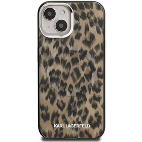 Kryt na mobil Karl Lagerfeld IML Leopard MagSafe na Apple iPhone 15 hnědá barva
