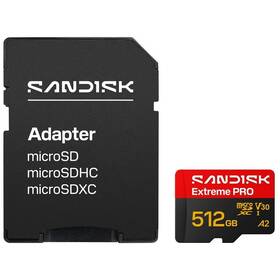 Paměťová karta SANDISK 512GB UHS-I U3 (250R/170W) + SD apaptér 

