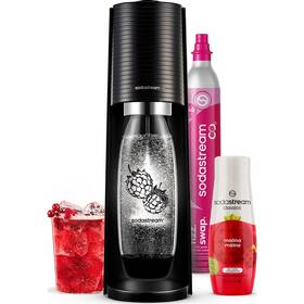 Výrobník sodové vody SodaStream TERRA Black Malina Zero Mpack černý

