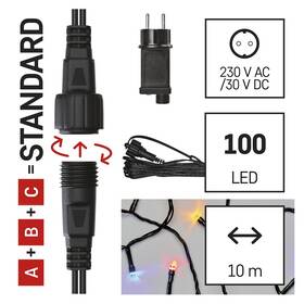 Spojovací řetěz EMOS 100 LED Základní sada pro spojovací řetězy Standard, 10 m, venkovní, multicolor, časovač 

