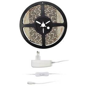LED pásek Solight s testrem, 5m, sada s 12V adaptérem, 4,8 W/m, teplá bílá 

