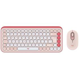 Klávesnice s myší Logitech POP ICON, US layout růžová

