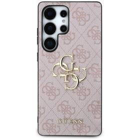 Kryt na mobil Guess PU 4G Metal Logo na Samsung Galaxy S25 Ultra růžový

