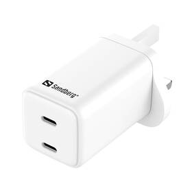 Cestovní adaptér Sandberg Dual USB-C, PD65W, UK bílý

