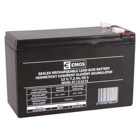 Olověný akumulátor EMOS bezúdržbový 12 V/7,2 Ah, faston 6,3 mm 


