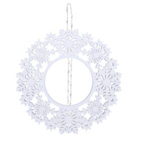 LED dekorace Solight dřevěný vánoční věnec, 10x LED, bílá, 30cm, časovač, 2x AA bílá

