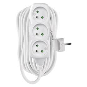Kabel prodlužovací EMOS 3x zásuvka, 10m bílý

