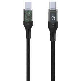Kabel FIXED USB-C/USB-C, s displejem, PD, 100W, 2 m černý

