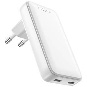 Nabíječka do sítě FIXED Slim, 2xUSB-C, GaN, PD, 45W bílá

