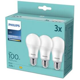 Žárovka LED Philips klasik, 13W, E27, chladná denní, 3ks 

