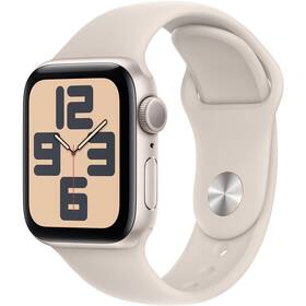 Chytré hodinky Apple Watch SE 2023 GPS 40mm pouzdro z hvězdně bílého hliníku - hvězdně bílý sportovní řemínek - S/M (MR9U3QC/A)