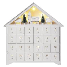 LED dekorace EMOS adventní kalendář dřevěný, 35x33 cm, 2x AA, vnitřní, teplá bílá, časovač 
