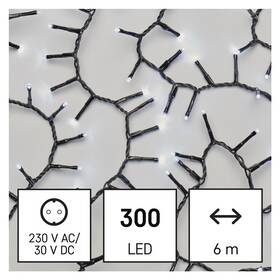 Vánoční osvětlení EMOS 300 LED řetěz - ježek, 6 m, venkovní i vnitřní, studená bílá, časovač 

