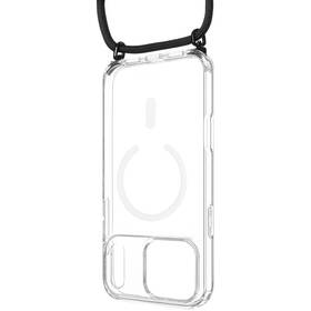 Kryt na mobil FIXED MagPure Neck s černou šňůrkou na krk na Apple iPhone 17 Pro Max průhledná
