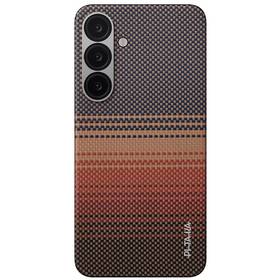 Kryt na mobil Pitaka Tactile Woven, Sunset na Samsung Galaxy S25 černý/oranžový

