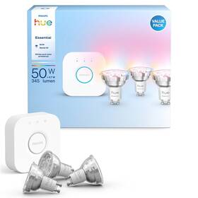 Startovací sada Philips Essential Bluetooth, 4,7 W, GU10, White and Color Ambiance (3 ks) + Bridge kit 

