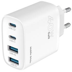 Nabíječka do sítě Mobile Origin GaN 40W 2xUSB-C/2xUSB-A bílá

