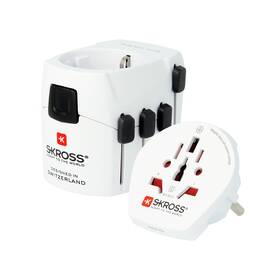 Cestovní adaptér SKROSS World, vč. adaptéru pro ostatní vidlice, univerzální bílý

