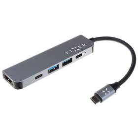 USB Hub FIXED 5v1 USB-C Mini pro notebooky a tablety šedá barva
